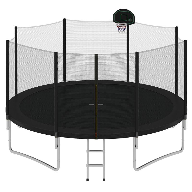 Kids' Trampoline with Safety Net, Basketball Hoop and Ladder - ModernLuxe, 4 of 10