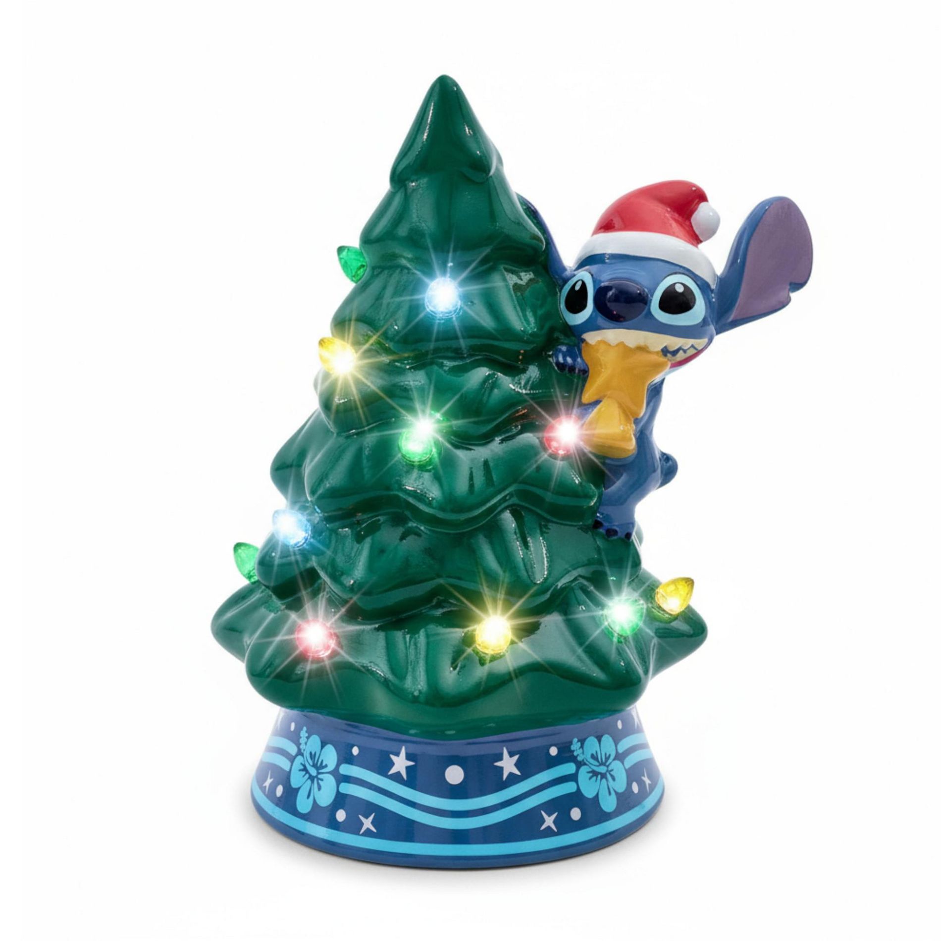 Ukonic Disney Lilo & Stitch Light-Up Ceramic Christmas Tree | 6 Inches Tall