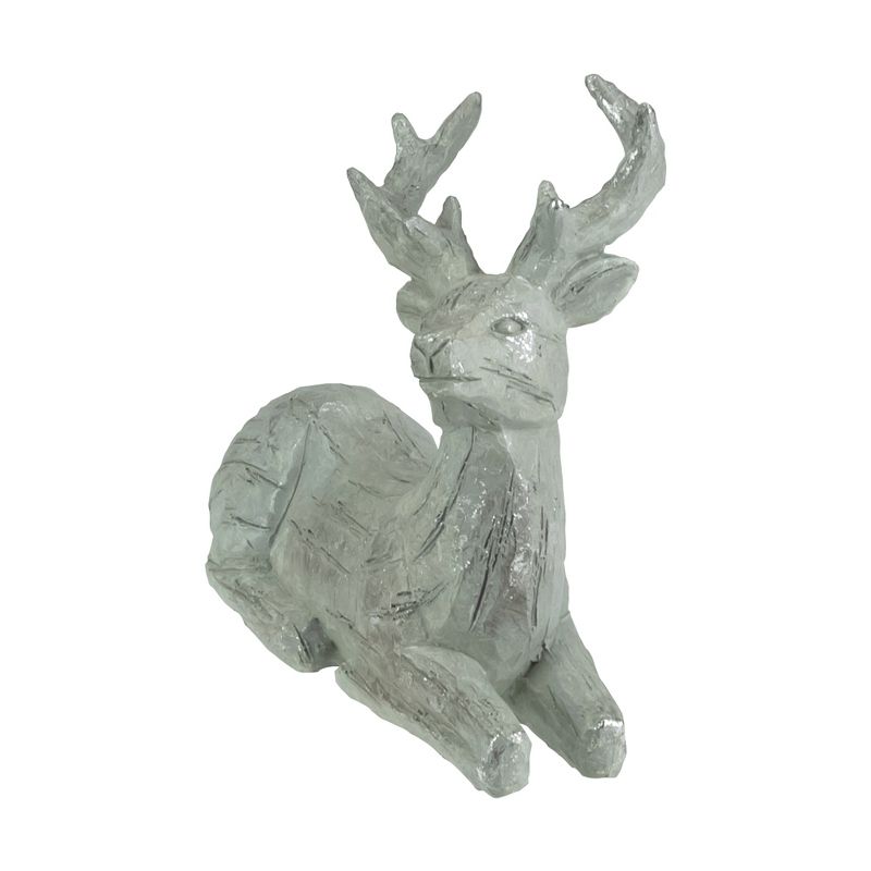 Northlight 7.5" Gray and Silver Faux Wood Grain Sitting Deer Christmas Figure, 4 of 6