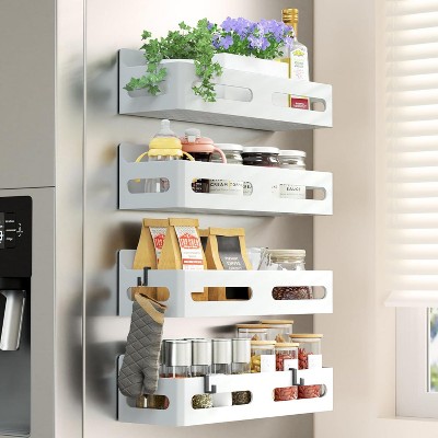 4 Pack Magnetic Spice Rack for Refrigerator, Spice Rack Organizer, for Kitchen and Oven Organization