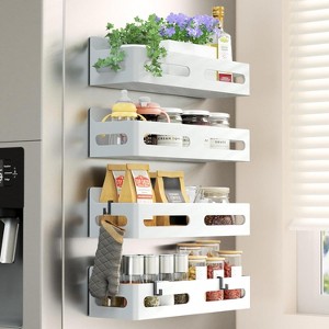 4 Pack Magnetic Spice Rack for Refrigerator, Spice Rack Organizer, for Kitchen and Oven Organization - 1 of 4