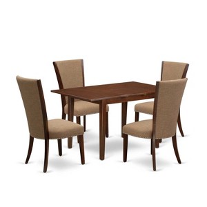 5-Piece Mahogany Finish Solid Wood Top - Dining Room Set - Seats 4 - 1 of 4
