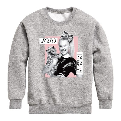 Boys' JoJo Siwa Shine Bright Graphic Long Sleeve Fleece Sweatshirt - Athletic Heather - Medium