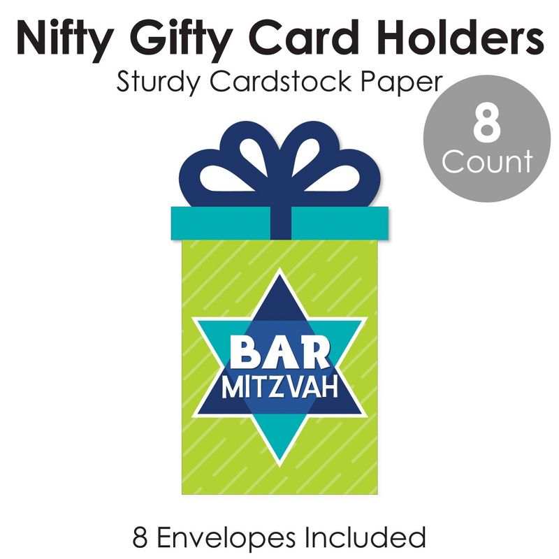 Big Dot of Happiness Blue Bar Mitzvah - Boy Party Money and Gift Card Sleeves - Nifty Gifty Card Holders - Set of 8, 5 of 9