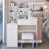 NicBex 37" Makeup Vanity Desk with Brightness Adjust LED Mirror,Modern Makeup Table with Cushioned Stool for Bedroom - 4 of 4