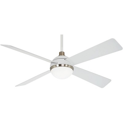 54" Minka Aire Modern Indoor Ceiling Fan with LED Light Remote Control Flat White Glass Shade for Living Room Kitchen Family Home