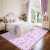 Acekool [Green Pink] Floral Print Runner Rug, Washable Low Pile Non-Slip Carpet for Entryway, Kitchen, Nursery & Playroom [2x6 Ft] - 2 of 4