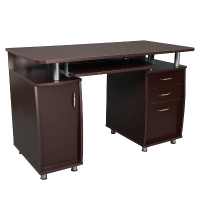 NicBex 47.5 Inch Computer Home Office Desk with 3 Drawers,Keyboard Tray and Adjustable Shelf,Gray/Brown