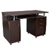 Kumasinova Home Office Workstation Desk with Keyboard Tray,Back Cable Hole&Drawers,Modern Computer Table for Study,Company&Living Room,Brown - 2 of 4