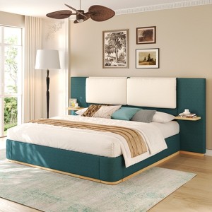 Christopher Knight Home Canary Modern Upholstered Platform Bed with Side Storage Shelves - 1 of 4