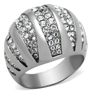 Slickblue Polished Stainless Steel Ring, Clear Synthetic Crystal Pave, Minimal Style for Women, Size 5-10 - 1 of 4