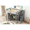 Streamdale Full Size Loft Bed with Desk and Shelves, Two Built-in Drawers, Storage Staircase, Gray - 4 of 4