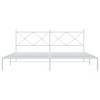 vidaXL Modern King Metal Bed Frame with Headboard - Steel Construction, White, 76"x79.9" - Bedroom Furniture for Enhanced Mattress Support - 3 of 4