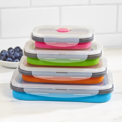 Lakeside Collapsible Food Storage Containers with Locking Lid - Rectangular 8 pc.