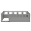 Vynxaria Twin Floor Bed Frame with Fence Wooden Kids Bed for Bedroom Playroom gray Solid Wood Safety Design - 4 of 4