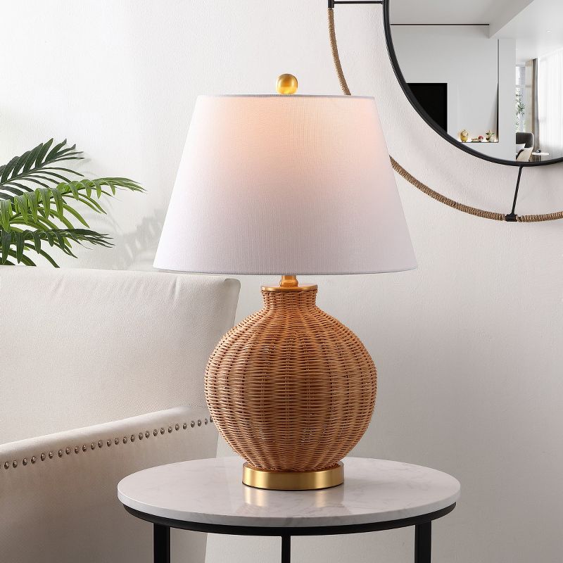 Nobuo 23 Inch Table Lamp - Natural/Brass - Safavieh., 4 of 5