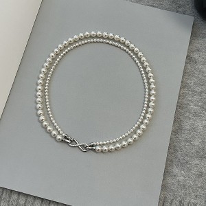 HTUTWOO 4-8mm White Pearl Necklace Women Layers Pearl Necklace Infinity Pearl Necklace - 1 of 4