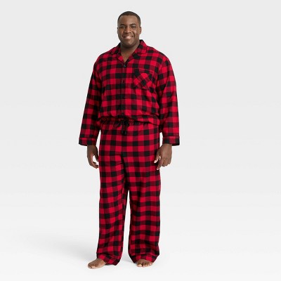 Mens Grandad Top & Flannel Check Bottoms Long Pyjamas Set Sizes M-XXL 