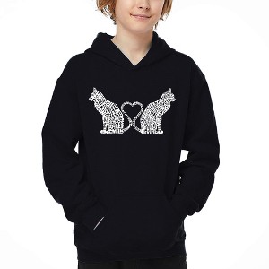 LA Pop Art Cat Tail Hearts - Boy's Word Art Hooded Sweatshirt - 1 of 4