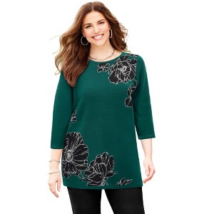 Catherines Jacquard Metallic Sweater - 1 of 2