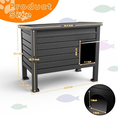Decksplore Weatherproof Outdoor Cat Shelter with Raised Floor Easy Setup for Outdoor Feral Cats