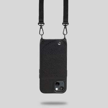 Noémie - Wallet & Crossbody Strap Case for iPhone 13 Pro - Black/Black