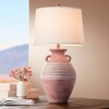 John Timberland Sierra Rustic Table Lamp Southwest 30" Tall Red Brown Sandstone Linen Drum Shade for Bedroom Living Room Bedside Nightstand Office - 2 of 4