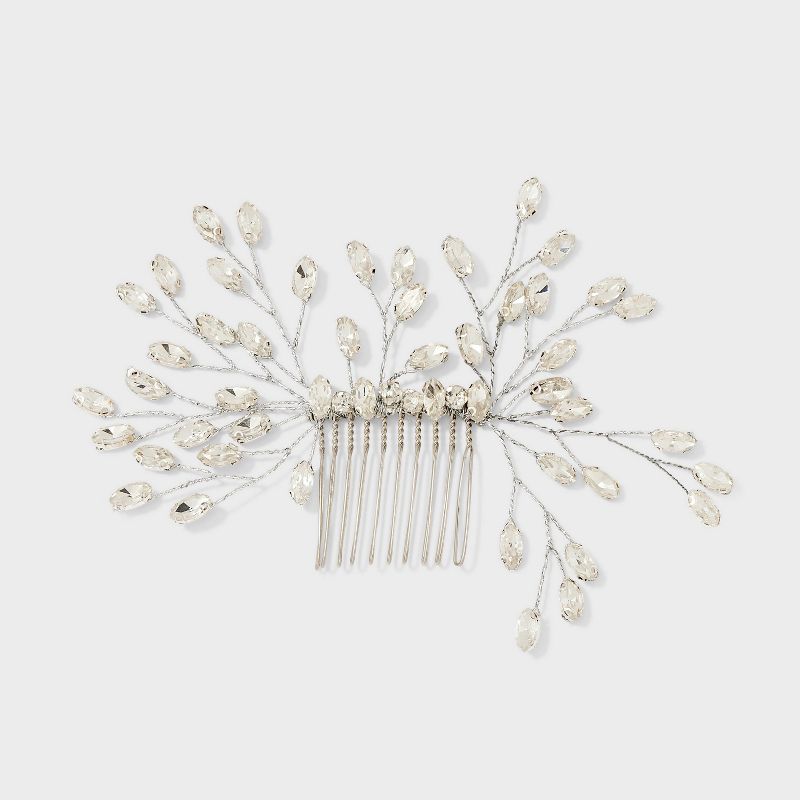 Stone Wire Branch Hair Comb - Silver, 1 of 3