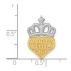 Black Bow Jewelry 14k Yellow Gold, White Rhodium Daddy's Little Girl Heart Pendant, 13mm - 4 of 4