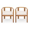 Set of 2 Acacia Wood Outdoor Dining Chairs with Teak Finish,Dining Chair with Cushion for Patio or Garden,Patio Armrest Dining Chair-Coolbibila - 2 of 4