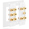 Fosmon 2-Gang 5.1 Surround Sound Distribution Wall Plate w/ Gold Plated 5-Pair Copper Binding Posts + 1 RCA Jack - White - image 4 of 4