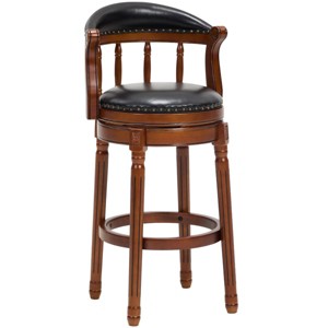 Sapphtopaz Wooden Bar Stools with Cow Top Leather Upholstered Swivel Bar Chair with Footrest & Backrest Counter Stools for Kitchen Island - 1 of 4