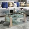 Syemin Side Table Double Layer Coffee Table with Stylish Glass Tabletop for Living Room Terrace Bedroom, Clear, 39.37"*23.62"*17.7" - 2 of 4