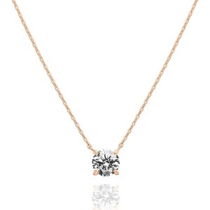 Clotth 18K Gold Plated Crystal Solitaire 2 Carat (8 mm) Cubic Zirconia Dainty Choker Necklace | Gold Necklaces for Women - 1 of 4