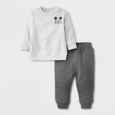 Image of Baby Boys' 2pc Mickey Mouse & Friends Top and Bottom Set - Gray 12M