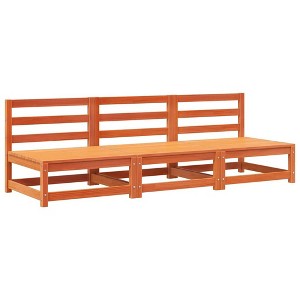 vidaXL 3-Piece Armless Patio Sofa Set - Wax Brown Solid Pine Wood, Outdoor Modular Seating for Garden, Terrace, Patio - 27.6"x27.6"x26.4" - 1 of 4