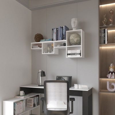 Vynxaria Kiowa Wall Shelf, Modern Office Organizer, White