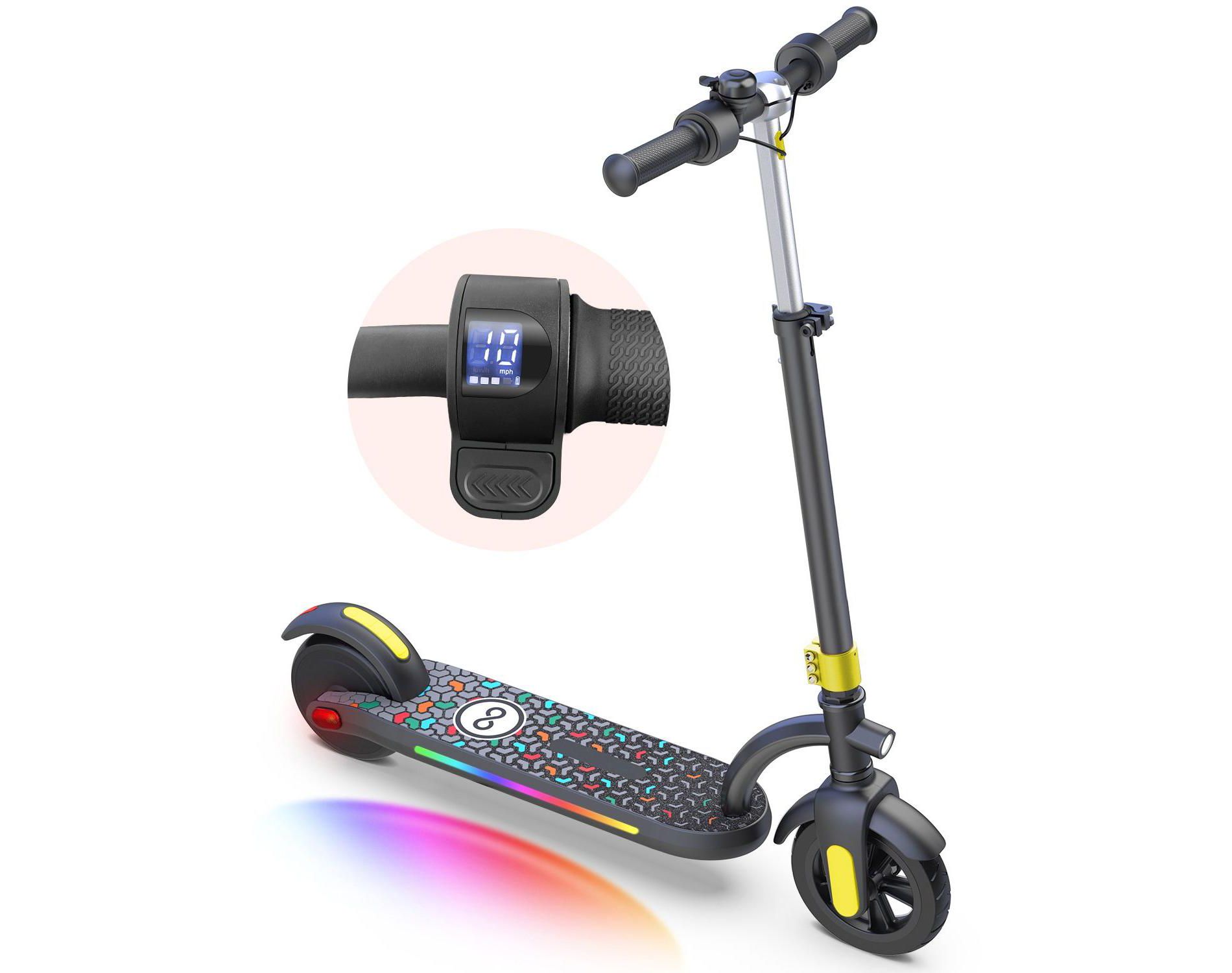 Mastgoal Electric Scooter for Kids, 180W Motor 10mph Speed Electric Scooter with Adjustable Handlebar and LED Light-Gold
