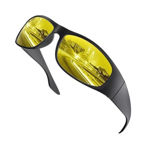 grinderPUNCH Super Dark Polarized Black Sunglasses  Biker Style Rider  Wrap Around Style Lightweight UV Protection - 1 of 4