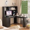 PAGED L Shaped Desk with outlet, Computer Desk with Drawers, L-Shaped Study Table Writing Desk, Corner Gaming Computer Desk with Storage, White - 2 of 4