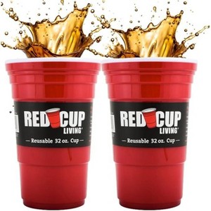 Red Cup Living 32oz Portable Drinkware Tumbler Cups – Insulated Reusable Plastic Cups for Hot or Cold Beverages, Travel Party Cup - 1 of 4