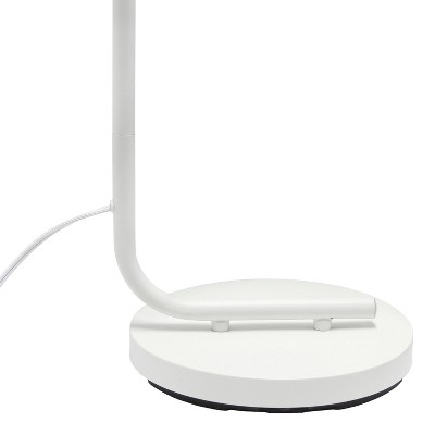 White Adjustable Iron Arc Floor Lamp with Glass Shade