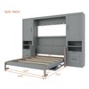 ModernLuxe Full/Queen Size Murphy Bed Wall Bed with Closet, Drawers & Shelves, Space-Saving Foldable Bed for Bedroom, White/Gray - 3 of 4