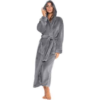 ADR Women's Classic Winter Bath Robe with Hood,  Soft Cozy Plush Fleece Hooded Bathrobe Loungewear