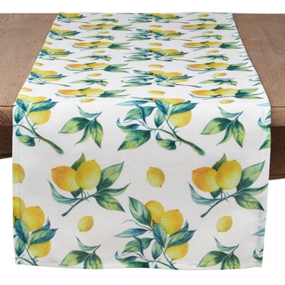 Saro Lifestyle Lemon Print Dining Table Runner, 16"x72", Multi