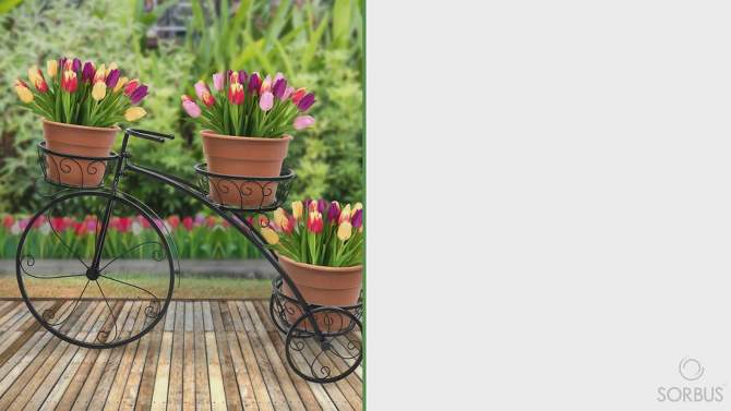 Sorbus Tricycle Plant Stand - Flower Pot Cart Holder - Ideal for Home, Garden, Patio - Great Gift for Plant Lovers (Bronze), 2 of 10, play video