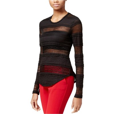 Rachel Roy Womens Striped Lace Embellished T-Shirt