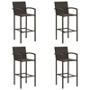 vidaXL Bar Stool Bar Seat Counter Height Island Stool for Pub Poly Rattan - Brown Set of 4 - 2 of 4