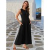 INSPIRE CHIC Women's Sleeveless Button Fit Flare A-Line Flowy Casual Long Dress - 3 of 4