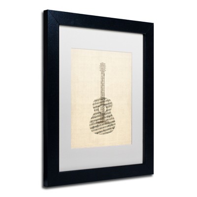 Trademark Fine Art -Michael Tompsett 'Acoustic Guitar Old Sheet Music' Matted Framed Art
